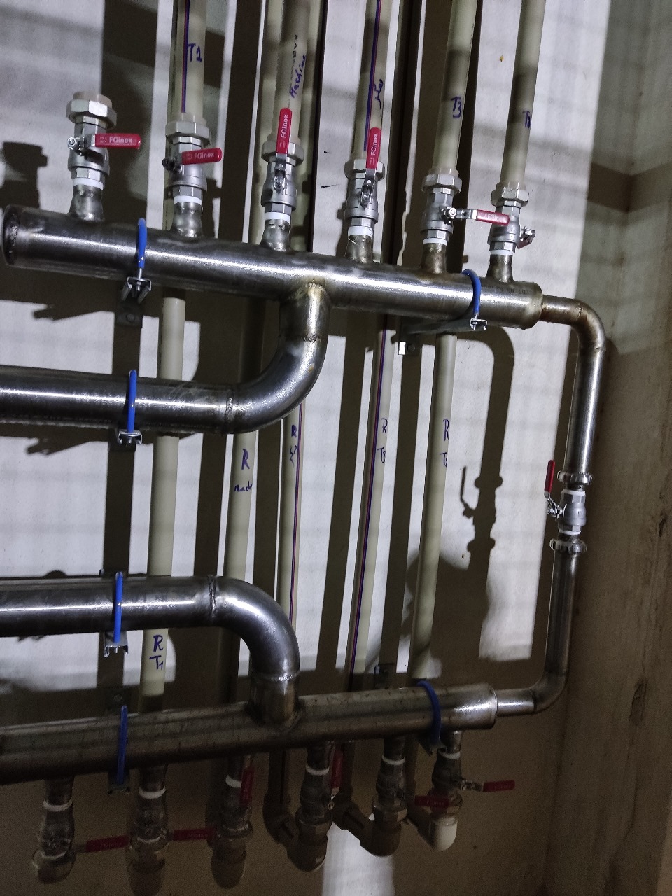 Rigid industrial PPR process fluid piping and overhead cable management network